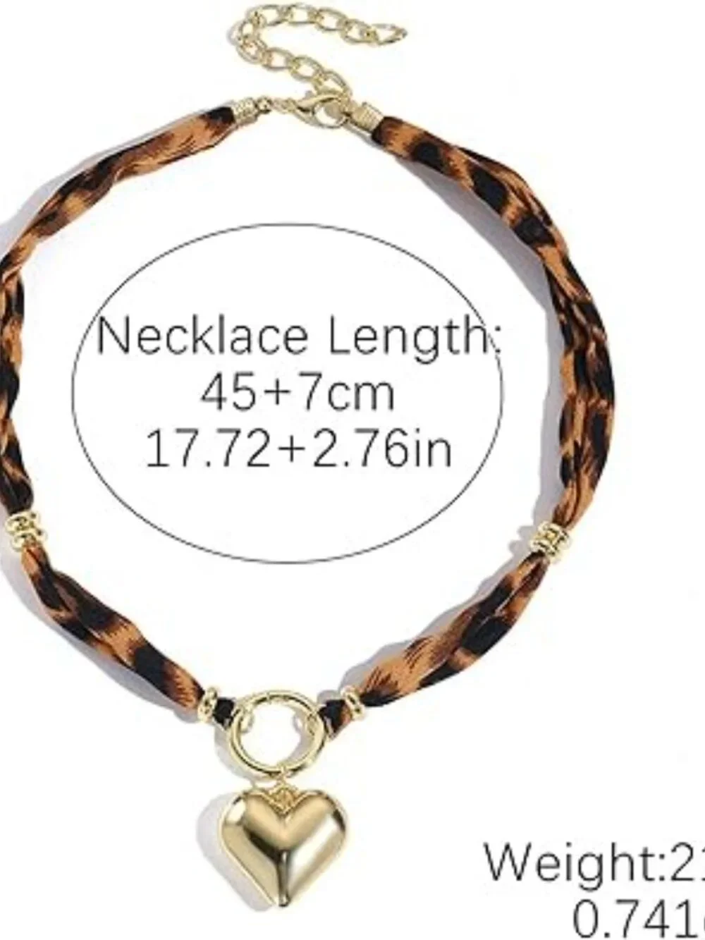 NEW Scarf Necklace with Charm for Women Bandana‎ Heart Pendant Leopard Print
